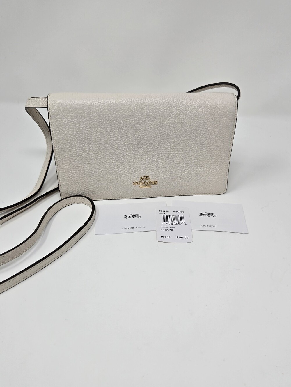 Coach Pebble Leather Crossbody Bag in Chalk F30256 Like New With Minor Flaw